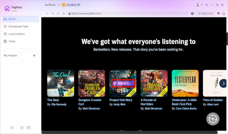 Add to Convert Audible