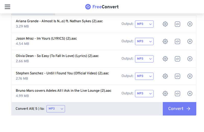 Transcode Aac To Mp3 In Freeconvert