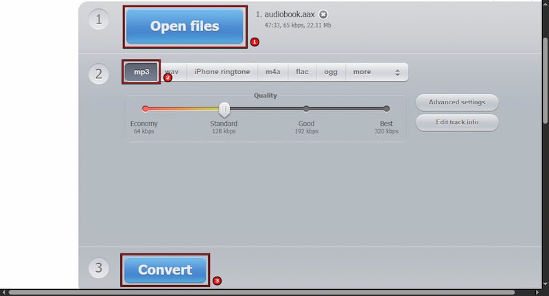 Convert File in Online Audio Converter