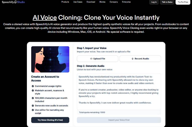 Speechify Ai Voice Cloning
