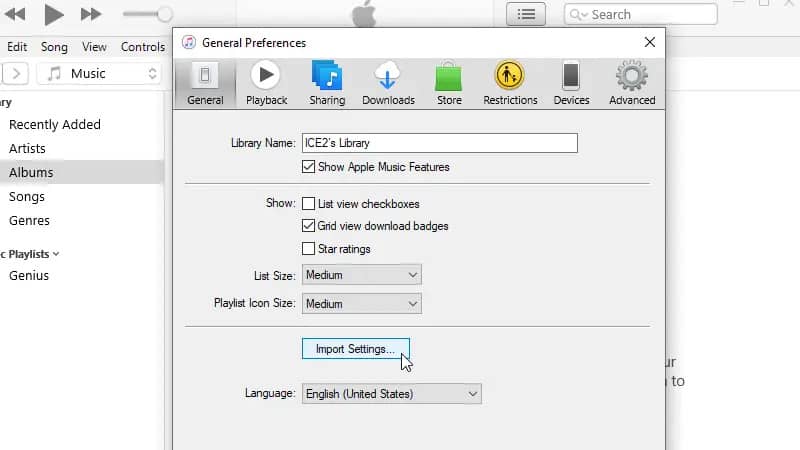 Access Import Settings In Itunes