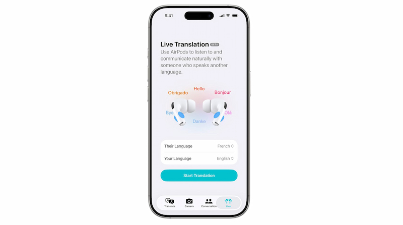 iPhone Translate Start Translation