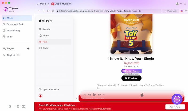 TopVox All Music Converter Add To Convert Apple Music
