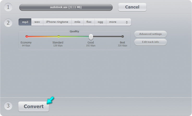 Start Conversion in Online Audio Converter