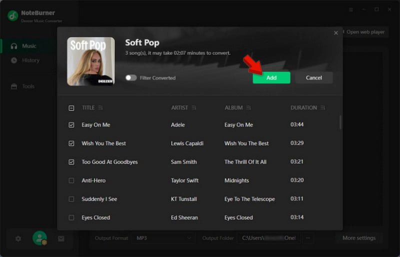 Add And Convert Songs To Wav In Noteburner