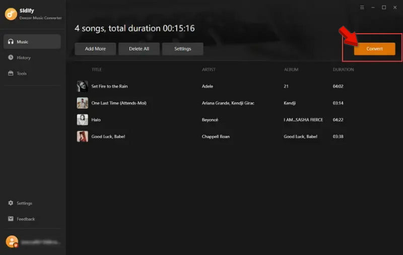 Select Track And Convert To Wav In Sidify