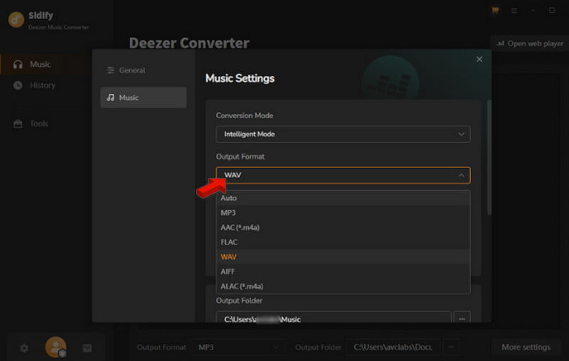 Set Wav As Output In Sidify