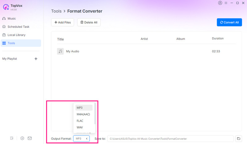 Output Format Mp3 Topvox