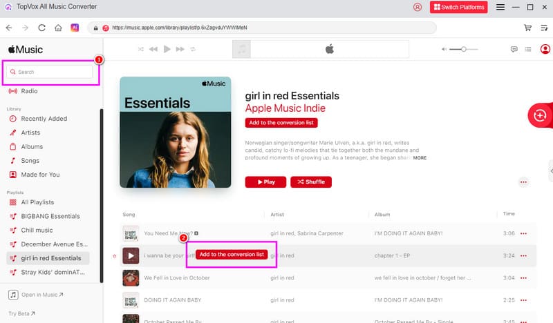Add Conversion List Option Topvox