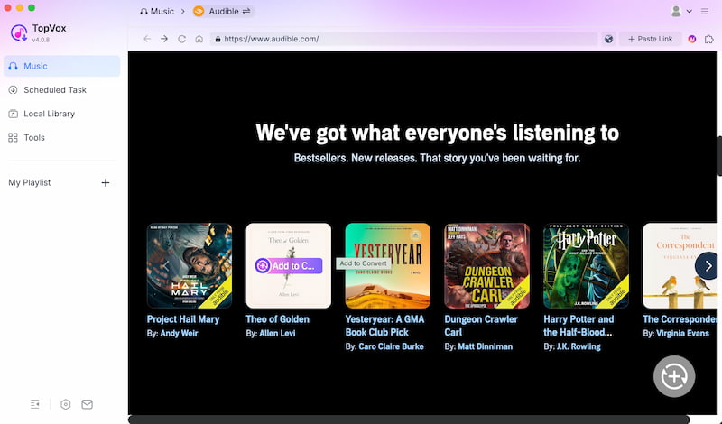 Topvox Audible File Add To Convert
