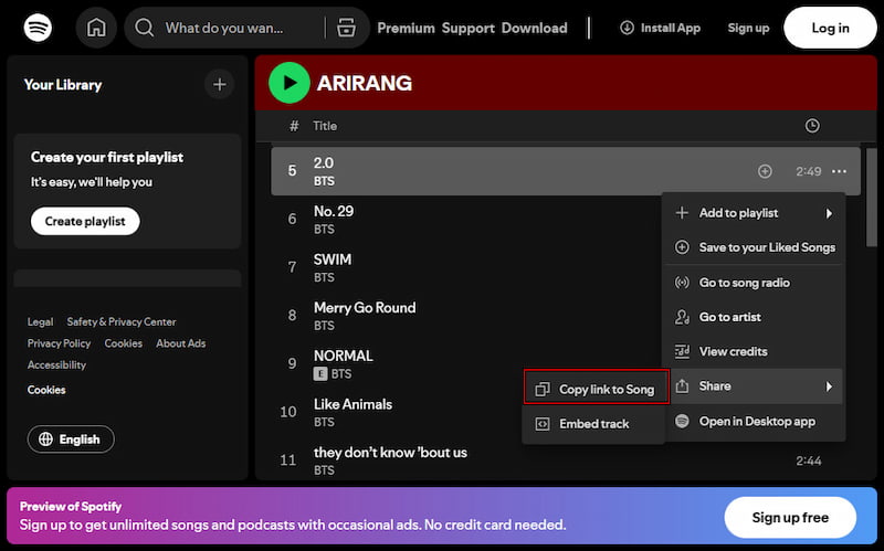Copy Spotify Link Online