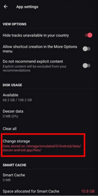 Change Deezer Download Storage