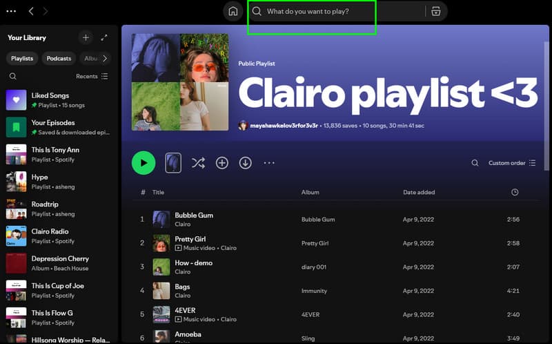 Search Section Search Playlist