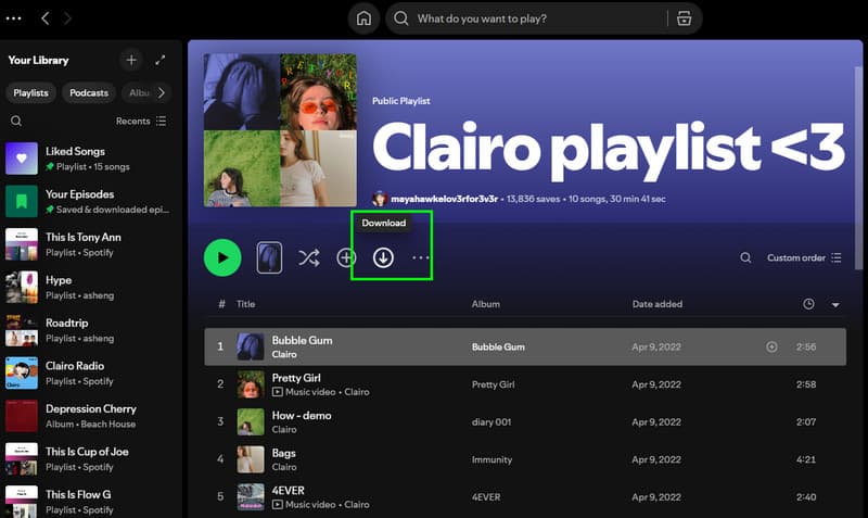Tap-Download Button Playlist