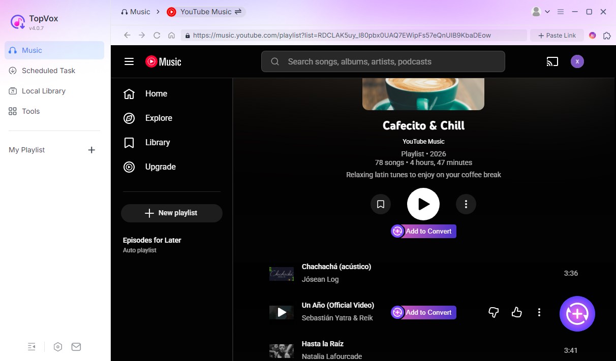 Add Youtube Music to Convert