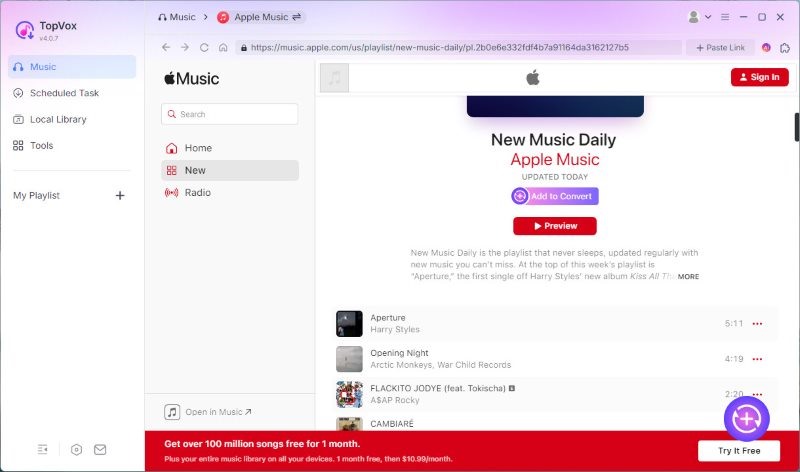 Topvox Add Apple Tracks to Convert