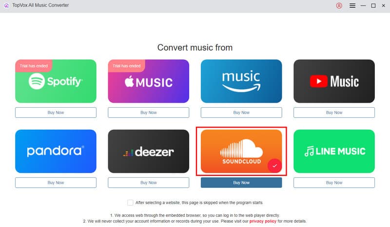 Select Soundcloud Platform Topvox