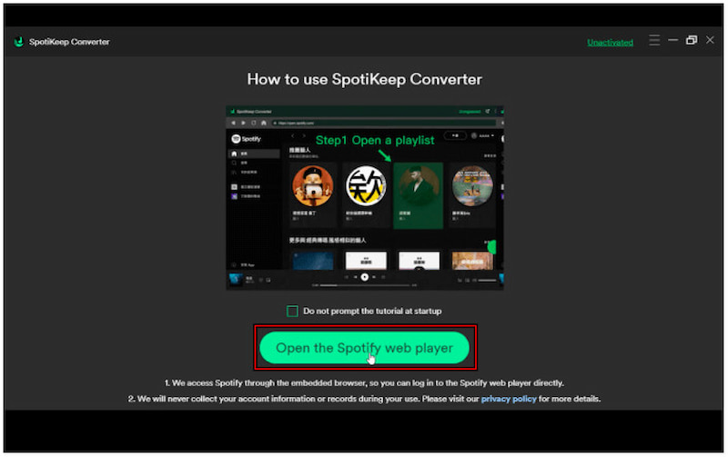 Open Spotify WEB Player