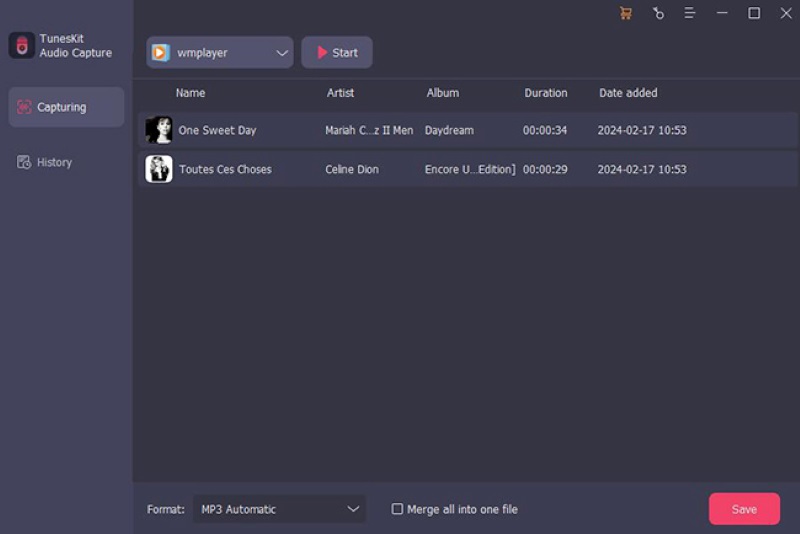 Downloaded Music In Capture List