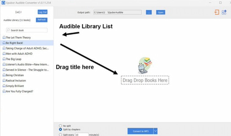 Epubor Audible Converter Drag File