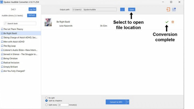 Epubor Audible Converter Open Mp3 File