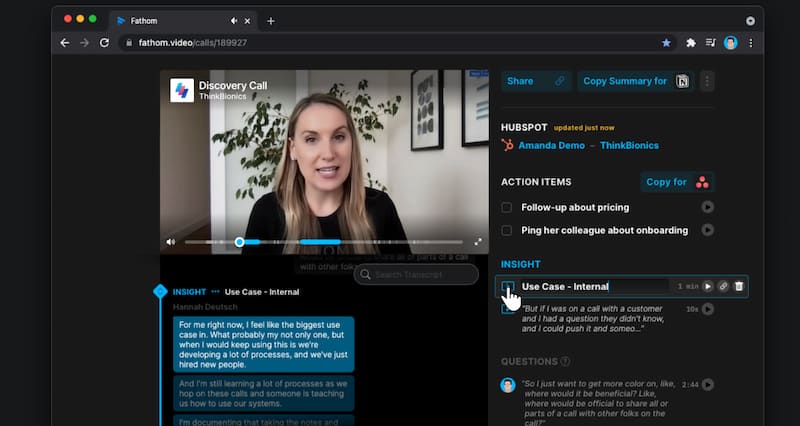 Fathom AI Clickable Transcript