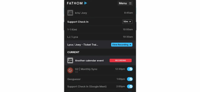 Fathom AI Record Video