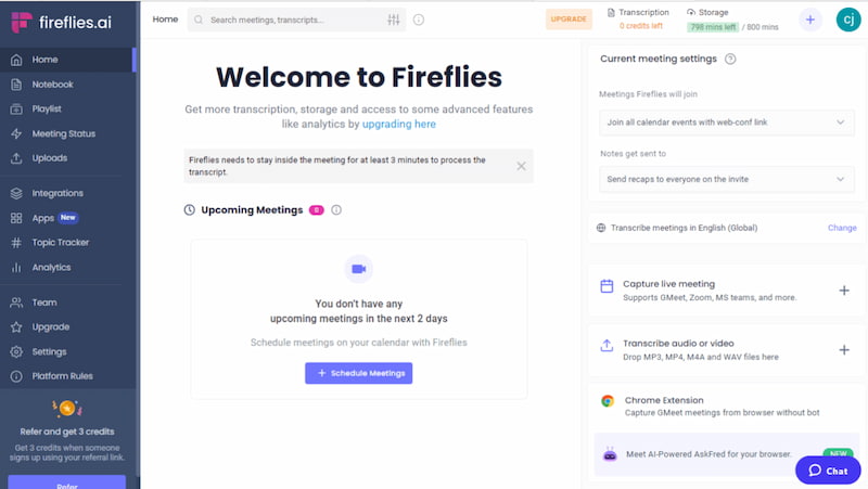 Fireflies AI Note Taker Analytics