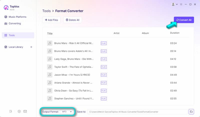Set Mp3 As Output And Convert In Topvox
