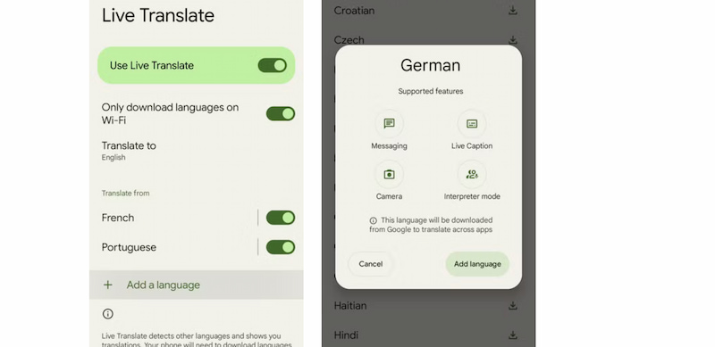 Google Live Translate Add Language