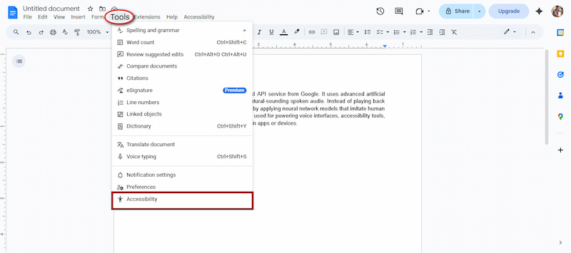 Access Tools In Google Docs