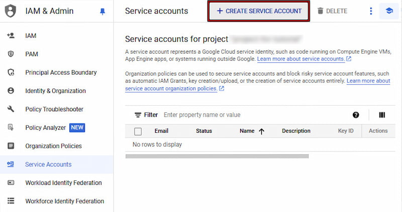 Create Service Account