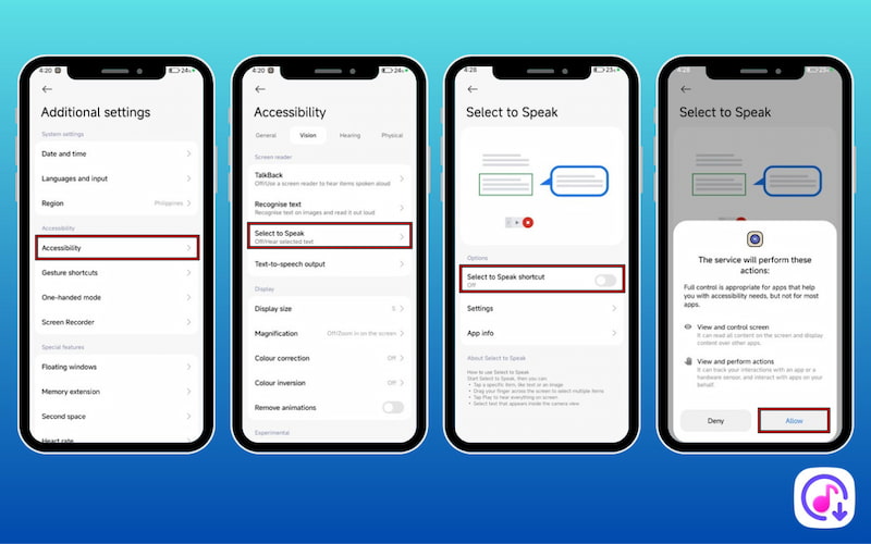 Setup Select To Speak