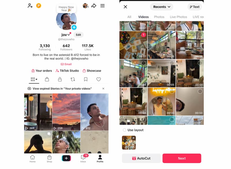 Open Tikok And Add Videos