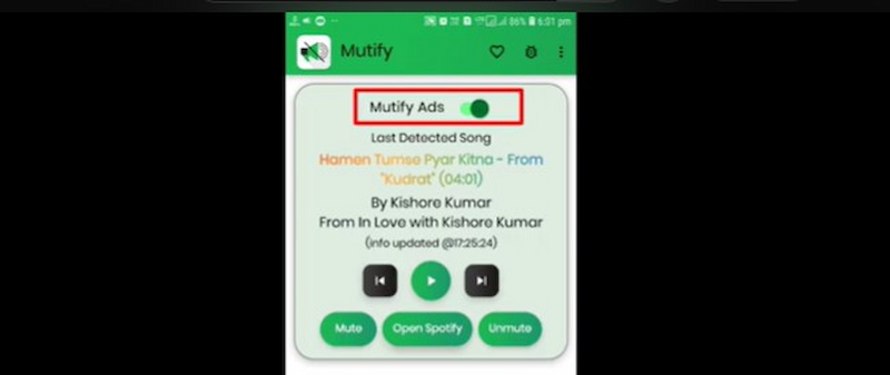 Mutify Block Ads Spotify