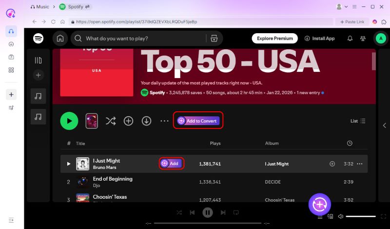 Add Music to Conversion List