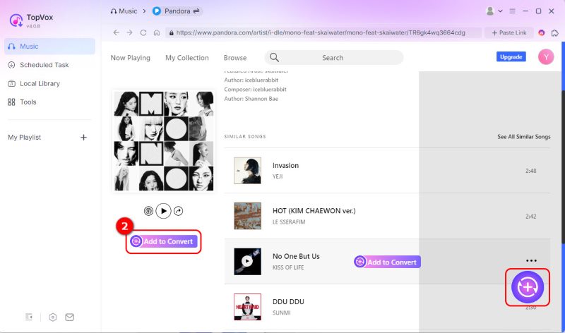 Add Pandora Music to Convert