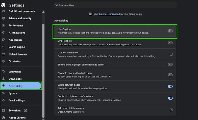 Google Chrome Accessibility