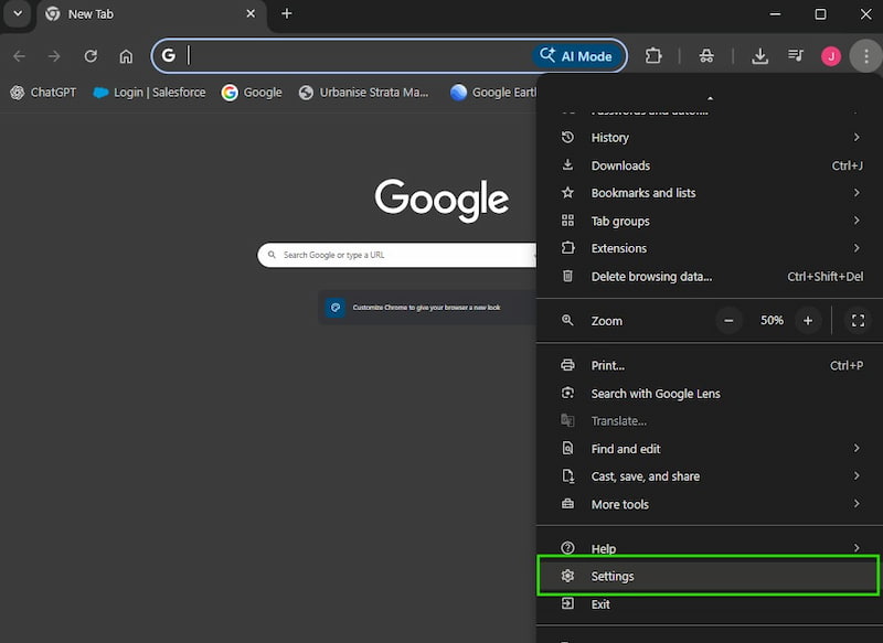 Google Chrome Setting