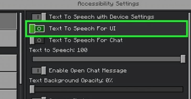 Minecraft Text to Speech for UI off