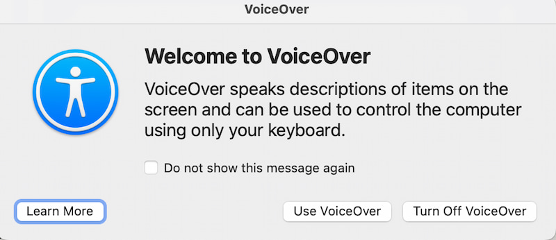 Pop up Turn off Voiceover