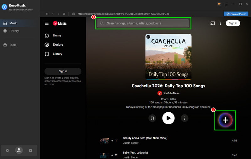 Search Plus Add KeepMusic