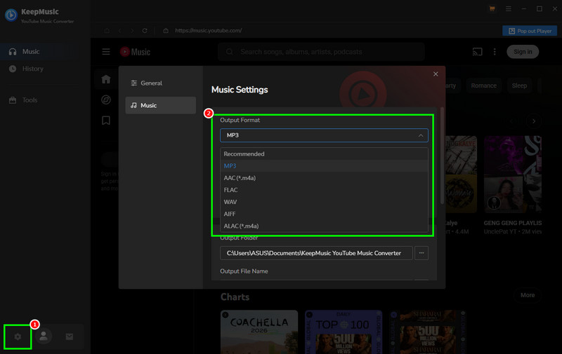 Settings Audio Format KeepMusic