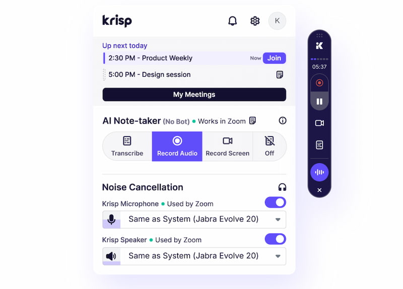 AI Noise Cancellation In Krisp AI