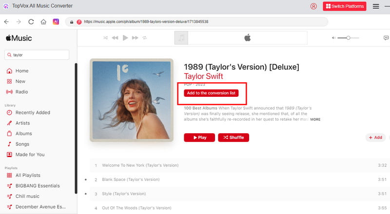 Search Add Conversion List Topvox