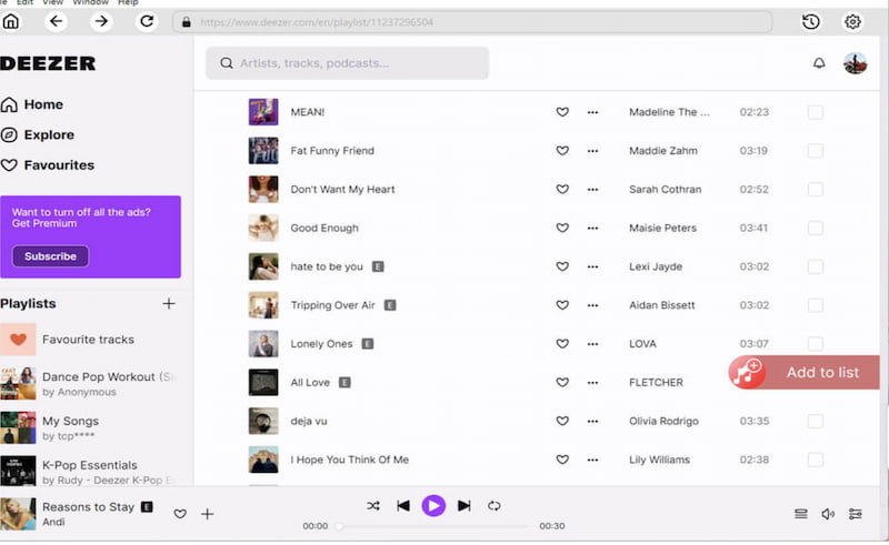 Deezer App Offline Album Listening