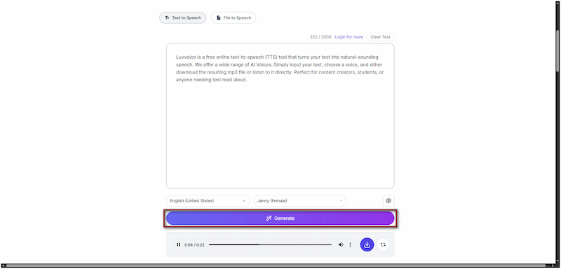 Generate Text to Audio