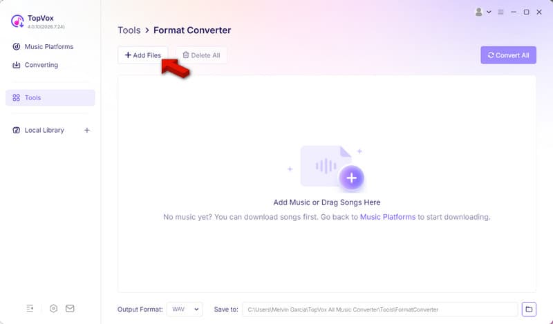 Import M4A Files For Conversion In Topvox