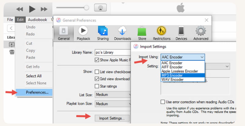 iTunes Import Settings