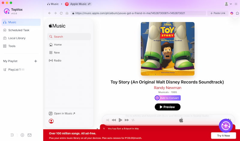 TopVox All Music Converter Add To Convert M4B To MP3